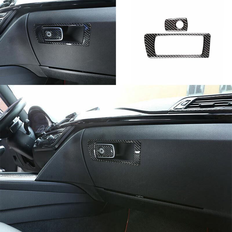 Car Co-Pilot Storage Box Handle Panel Real Carbon Fiber For BMW 3-4 Series Trim