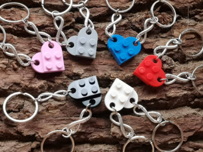 * Lego Herz Schlüsselanhänger Freundschaft Paare BFF Unendlichkeit Taschenanhänger KOSTENLOSER VERSAND