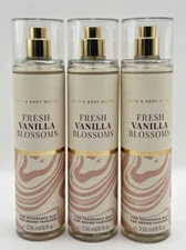NEW Bath & Body Works Fresh Vanilla Blossoms 3pc Set Full Size Fragrance Mist