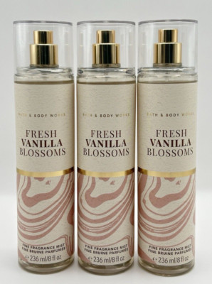 NEW Bath & Body Works Fresh Vanilla Blossoms 3pc Set Full Size Fragrance Mist
