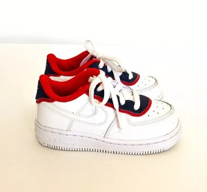 Nike Air Force 1's Double Layer White Obsidian Red Kids Leather Sneakers Sz  7C | eBay