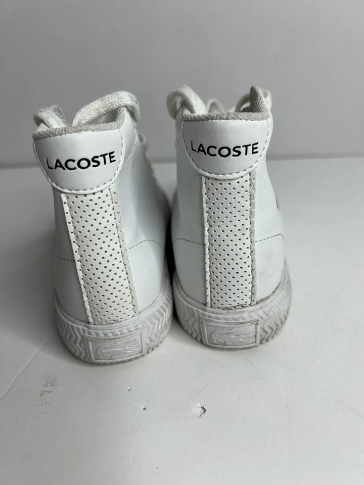 Lacoste Kids Gripshot Mid White Leather High Top Lace Up Unisex Athletic Shoes 7 - Image 4 of 4