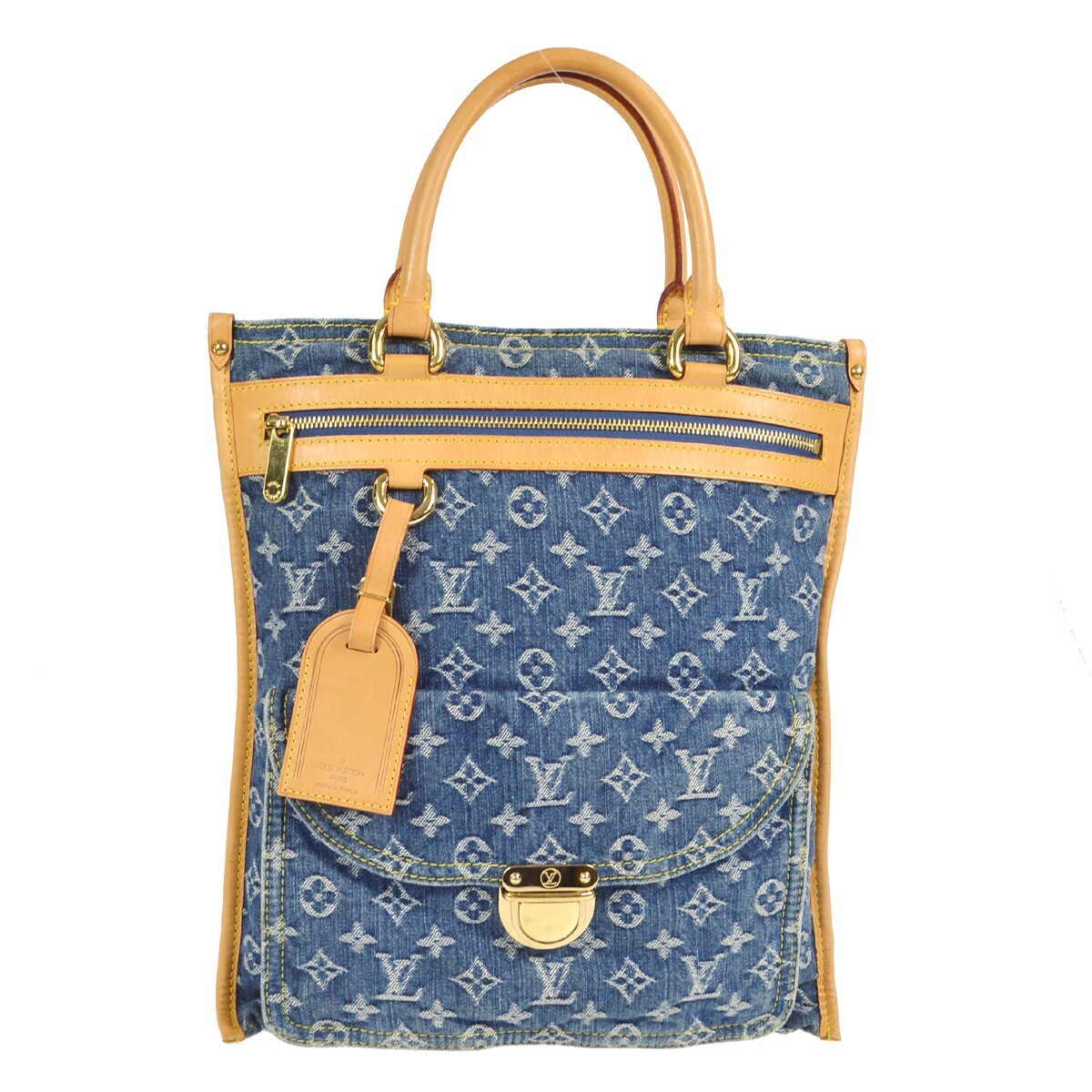 Louis Vuitton モノグラムトートバッグ Louis Vuitton Monogram Denim Flat Shopper Tote Handbag