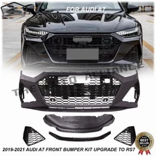 RS7 Bumper For 2019-2021 Audi A7 Upgrade Body Kit Front With Honeycomb W/ Grille