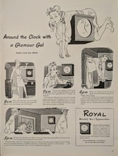 1944 vintage Royal typewriter Print Ad. portable electric. WW2 Cartoon  thumbnail