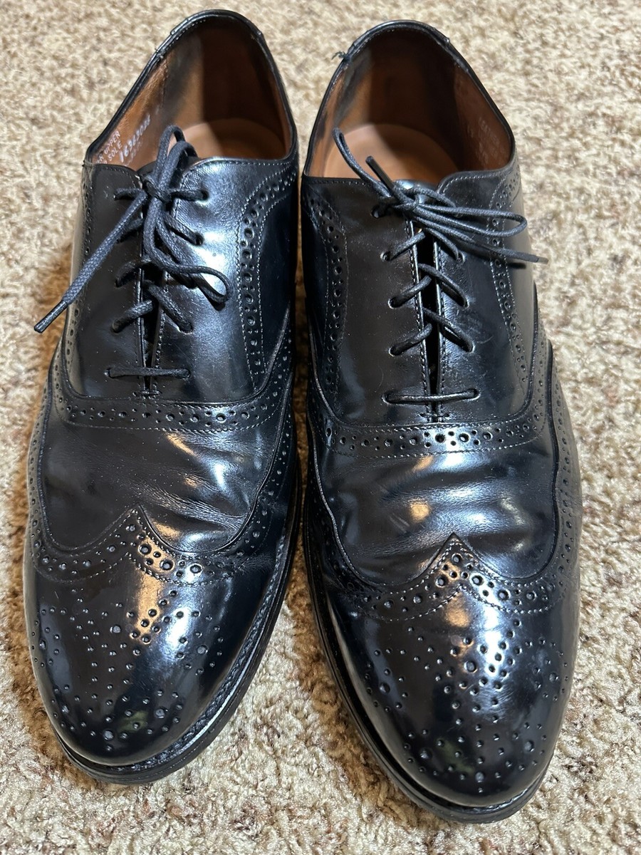 Stafford Comfort Plus Wing Tip Shoes Mens Black Leather Size 