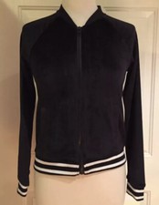 Ideology Big Girls Velour Sweatshirt Jacket Black White XL 14-16