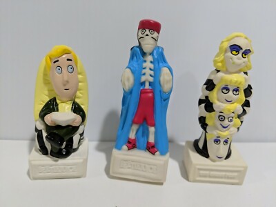 Beetlejuice 1989 Vintage Plastic Statues Figures Two Sided Burger King Set of 3