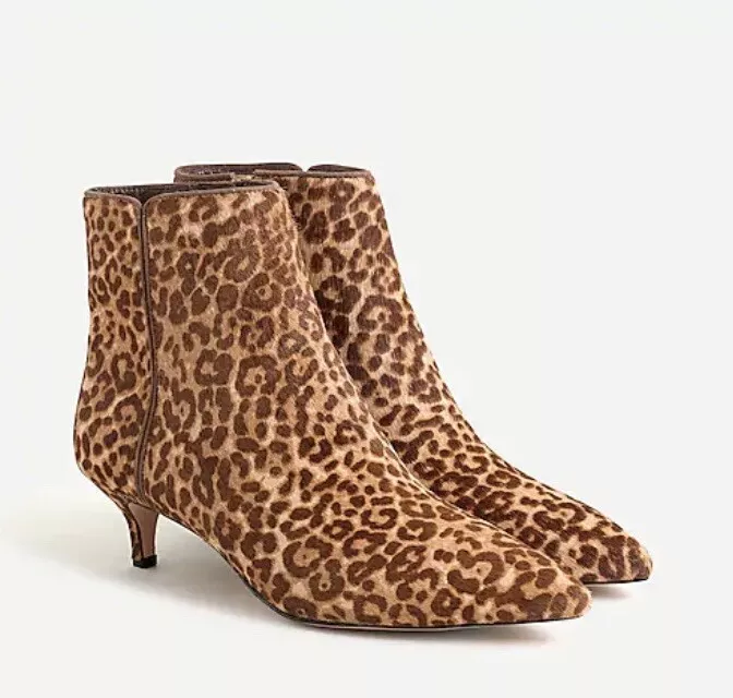 Leopard print boots kitten deals heel