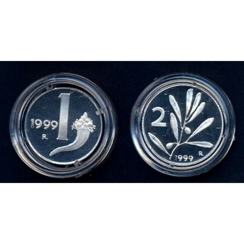 REPUBBLICA ITALIANA 1 + 2 Lire dal 1946 al 2001 FDC (UNC) / PROOF - Foto 124 di 127