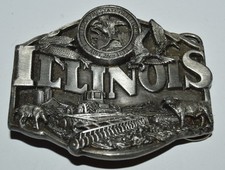 Nice Vintage 1986 ILLINOIS State Farming Solid Heavy MINTY Belt Buckle Rare