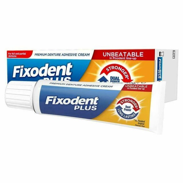 Fixodent Plus Denture Adhesive Cream Dual Power, 40g 12 Pack for sale