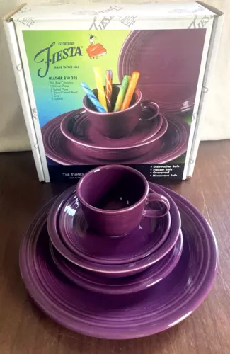 Fiesta Retired Heather 5 piece Place Setting Original Box New READ