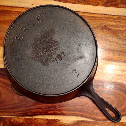 "ERIE" Cast Iron Skillet 8, Plated, 707, 3rd Series, Circa 18801905