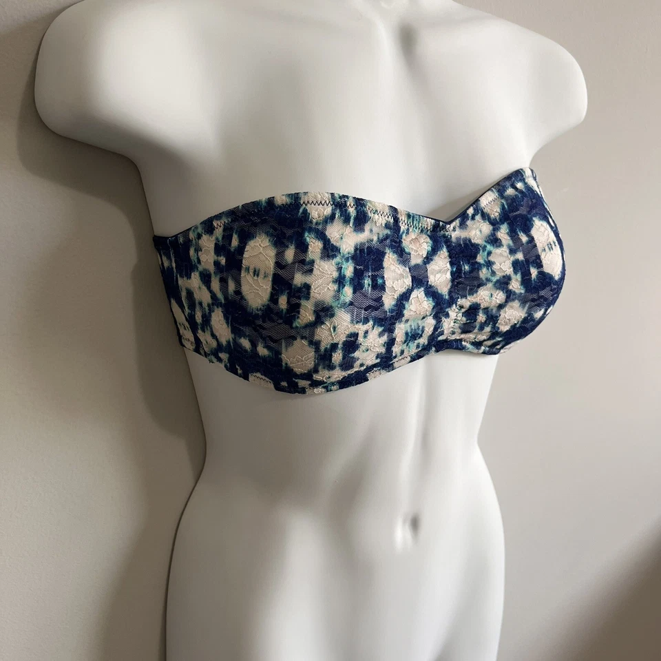Sujetador bandeau de encaje azul talla S rosa Victoria's Secret para mujer Foto 3 de 4