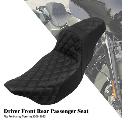 Schwarz 2-Up Fahrer Beifahrer Sitz Für Harley Touring Road Street Glide 09-2023