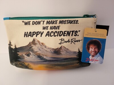 Bob Ross Zipper Make Up Pouch/ Pencil Art Bag New