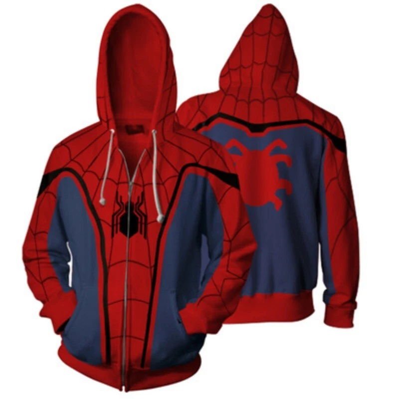 Movie Spider Man Superhero Zipper 3D Costume Cosplay Sweater