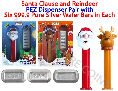 Santa Claus and Reindeer PEZ Dispenser Pair PAMP Suisse each w