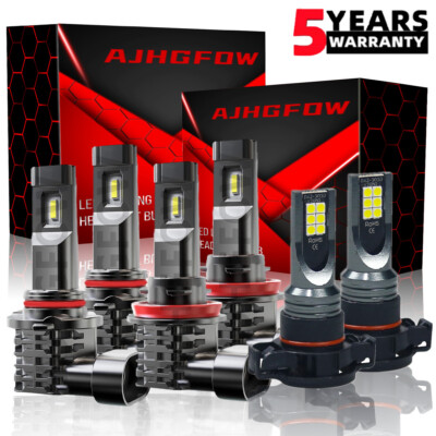 For Chevy Silverado 1500 2007-2015 6x LED Headlight Hi/Lo&Fog Bulbs Combo Kit