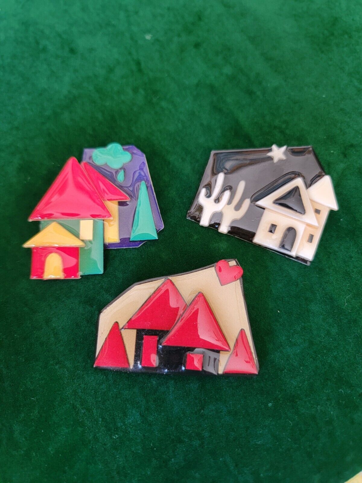 vintage house pins by lucinda Lot Of 3 Pins Houses - image 1