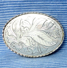 Western Floral Scroll Belt Buckle Cowboy Cowgirl Vintage 80s W USA .TWY785