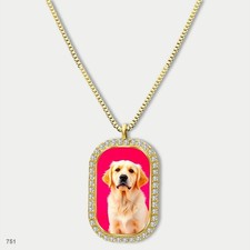Gorgeous Cute Golden Retriever Dog Fashion Pendant Necklace Chain Image Dog Tag