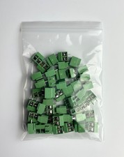 46pcs 2 Pin 5mm Pinch PCB Mount Screw Terminal Block Connector 300V 10A Green