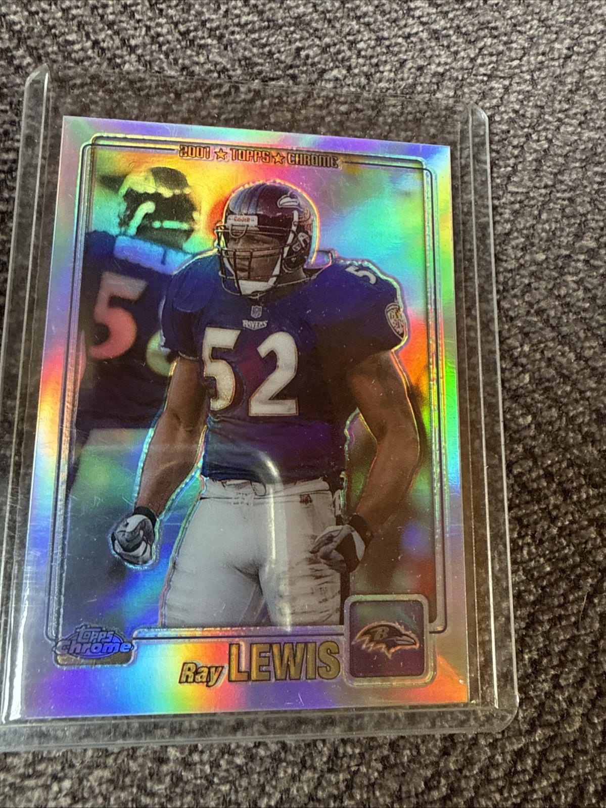 2001 Topps Chrome Ray Lewis Refractor Card #130 SP #074/999 Ravens Legend!