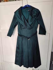 Special Event Holiday Appropriate Deep Green Portrait Collar Belted J Howard EUC