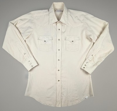 Vintage H Bar C Ranchwear Western Pearl Snap Shirt Mens 15.5 Long Tail USA