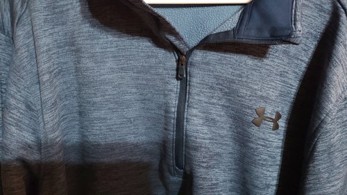 Under Armour Coldgear Pullover Suelto Para Hombre Azul Jaspeado Cuarto Cremallera!! Talla 2XL!! - Imagen 4 de 4