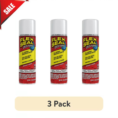(3 pack) Flex Seal Aerosol Liquid Rubber Sealant Coating, White, 14 oz