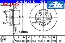 X2 PCS FRONT BRAKE DISC SET LEFT AND RIGHT 24.0132-0118.1 ATE I
