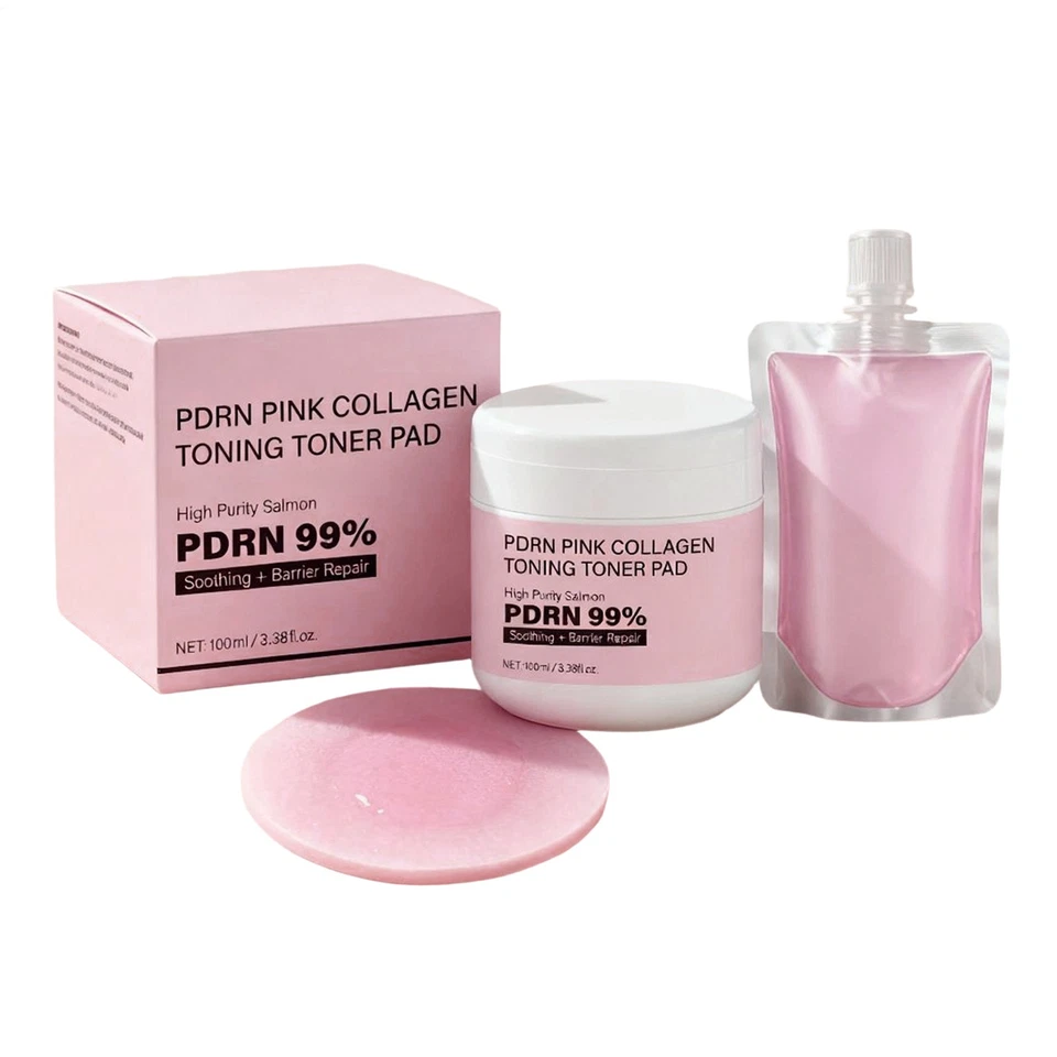 Almohadilla tónica gel tonificante de colágeno rosa PDRN 99 % mascarilla facial para piel de mujer 100 ml Foto 3 de 4