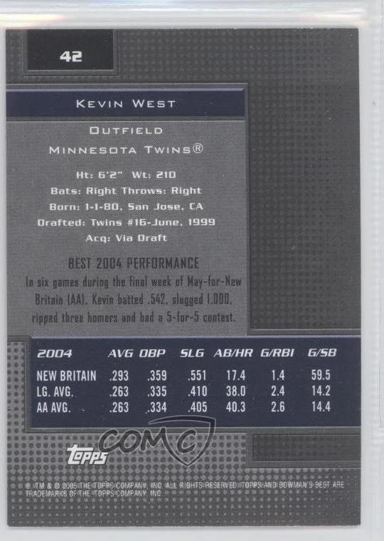 2005 Bowman's Best Kevin West #42 Rookie RC - Image 2 of 2