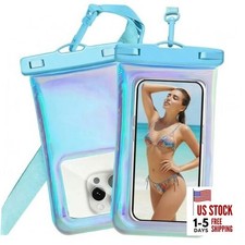 Floatable Waterproof Phone Pouch Case for iPhone 17 16 Pro A1-Iridescent Blue