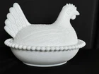 Indiana Glass, Hen On A Nest Milk Glass,  White Chicken Dish Vintage (1935-1999)