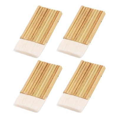 4Pcs Hake Brush, 10 Row Bamboo Blender Sheep Hair Watercolor Brush, White
