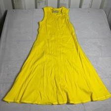 Everlane Womens Sleeveless Waffle Tank Dress Yellow Knee Length Size M