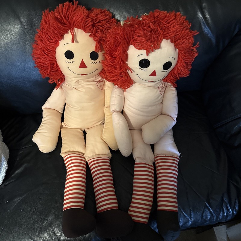 Vintage Raggedy Ann And Andy Dolls  36” No Clothes With The Red Heart  