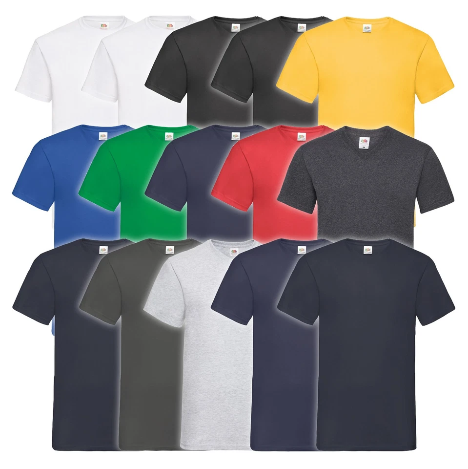 3er 5er oder 10er Pack Fruit of the Loom Valueweight V-Neck T Herren Basic Shirt - Bild 1 von 1