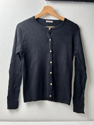 Cinema Club Cardigan Damen L Schwarz Rippstrick Strickjacke Knopfleiste - Bild 1 von 4