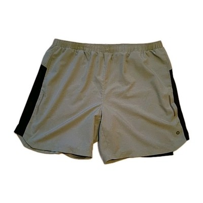 RB3 Active Mens Training 2 in 1  Shorts Size XL Gray Black 3 Pocket Drawstrings