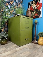Vintage Vickers Armstrongs Metal Filing Cabinet Drawers 1936 Green Office Study.