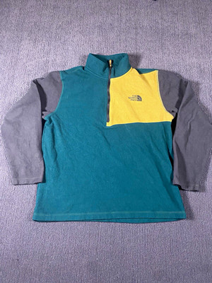 The North Face Mens M Green/Yellow/Gray Colorblock 1/4 Zip Pullover Jacket