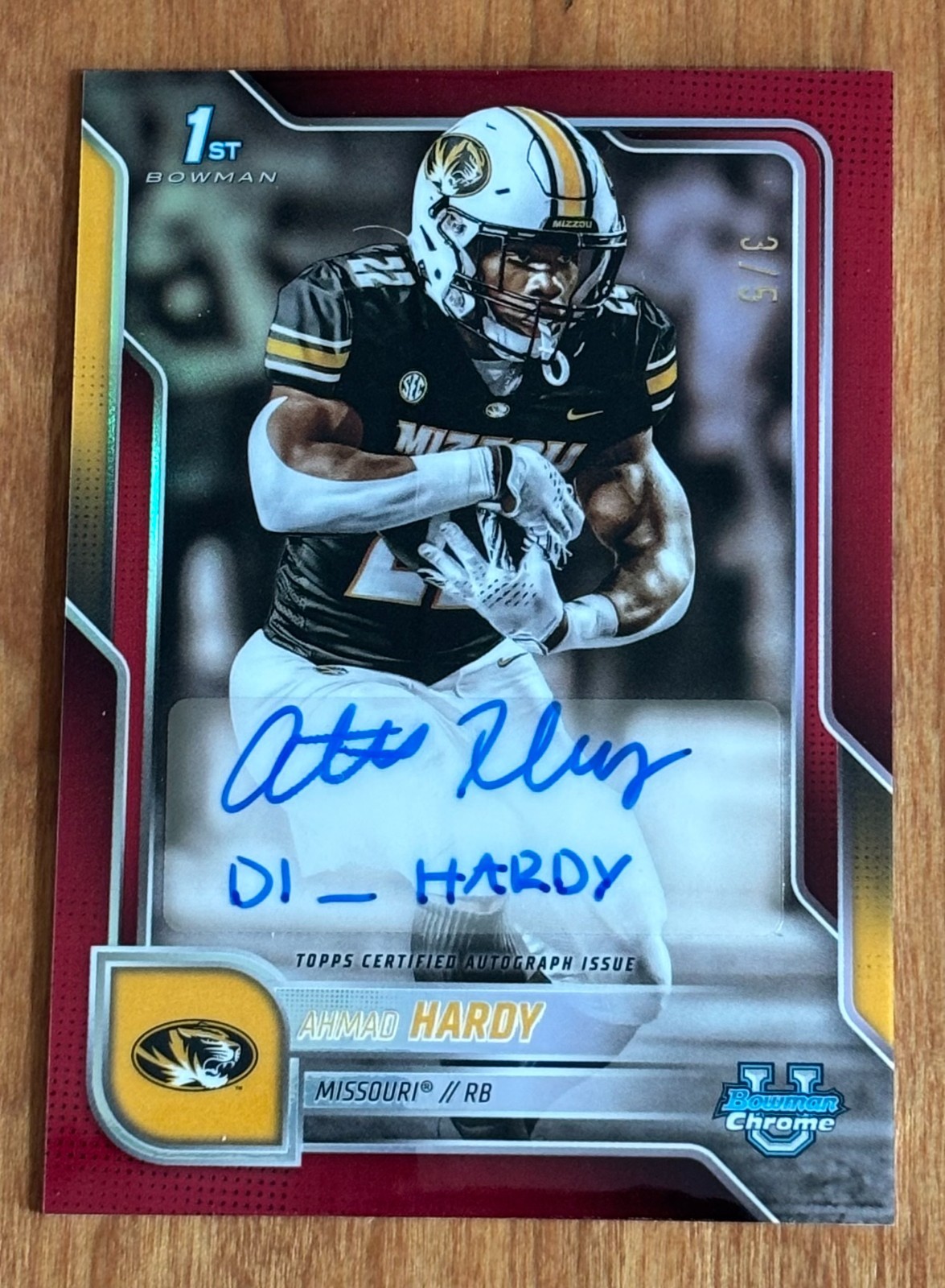 2025 Bowman U Chrome AHMAD HARDY 1st Bowman Auto Red Refractor /5 MISSOURI