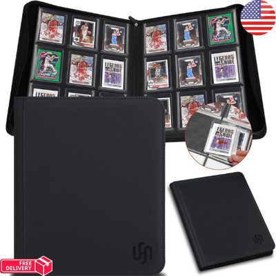 9 Pocket Toploader Binder Holds 288 3x4 Rigid Trading Card Holder Storage Gray