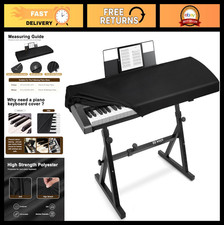Stretchy 88-Key Piano Keyboard Dust Cover with Music Stand Opening - Black