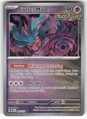 Flutter Mane (Poke Ball Pattern) 043/131 Holo Prismatic Evolutions Pokemon NM